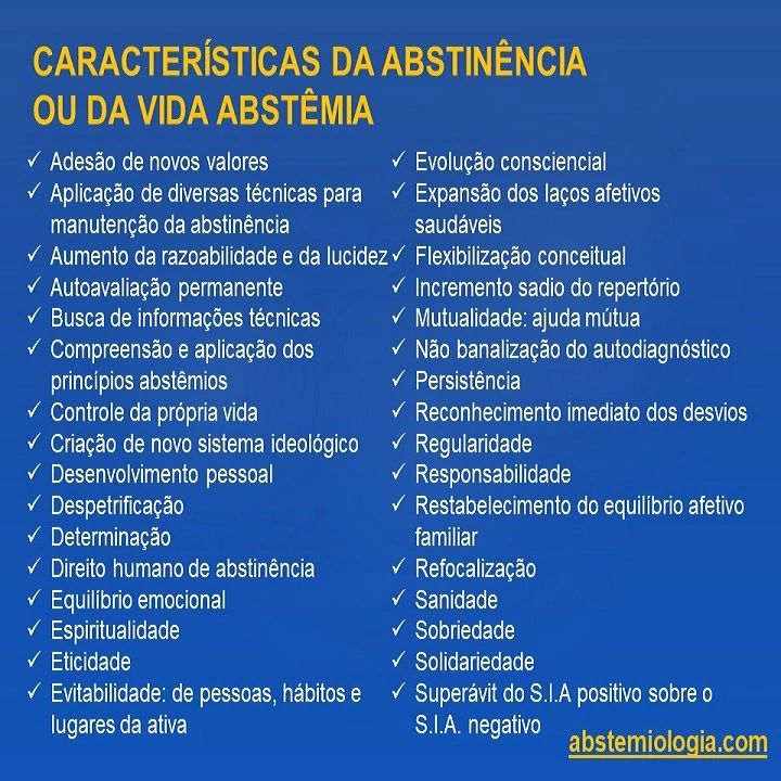 CARACTERÍSTICAS DA ABSTINÊNCIA